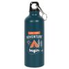 Dark Green aluminium drinking bottle with 'Let the adventure begin'. Sourced by Shiny Happy Eco