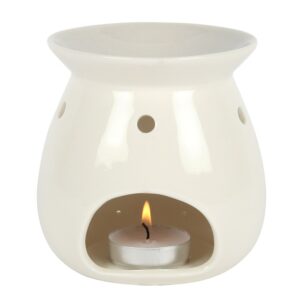 Soy wax melt burner, rear view with a candel, from Shiny Happy Eco