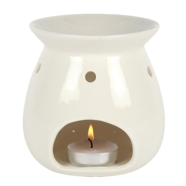 Soy wax melt burner, rear view with a candel, from Shiny Happy Eco