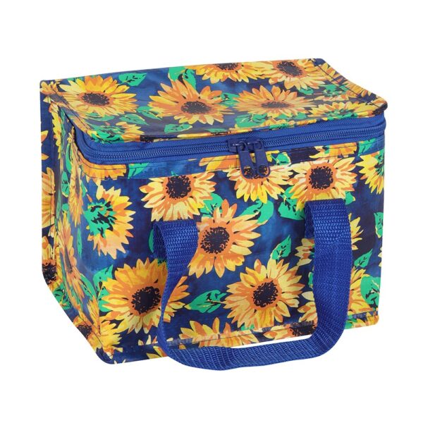 Sunshine Sunflower design recycled plastic, eco friendly lunch bag, closed and zipped. By Shiny Happy Eco