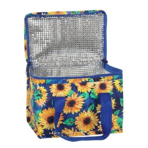 Sunshine Sunflower design recycled plastic, eco friendly lunch bag, open with the lid up. By Shiny Happy Eco