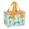 Sunshine Oops a Daisy design recycled plastic, eco friendly lunch bag, closed, with the handles up. By Shiny Happy Eco