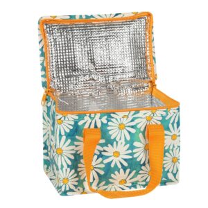 Sunshine Oops a Daisy design recycled plastic, eco friendly lunch bag, open. By Shiny Happy Eco