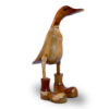 Bamboo Duck in boots. Handcrafted Duck from sustainable bamboo. Handcrafted, Fairtrade by Shiny Happy Eco.