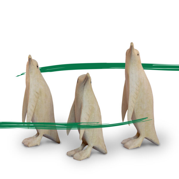 Trio of wooden handcrafted Penguins by Shiny Happy Eco.