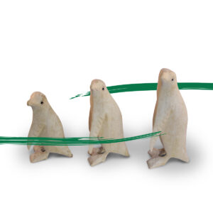 Trio of wooden handcrafted Penguins by Shiny Happy Eco.