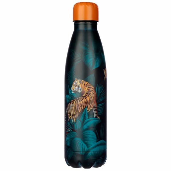 Stainless Steel Thermal Insulated Drinks Bottle with pictures of Tigers. By Shiny Happy Eco.