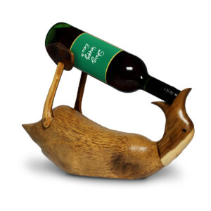 Duck shaped wine holder made out of bamboo from Shiny Happy Eco.