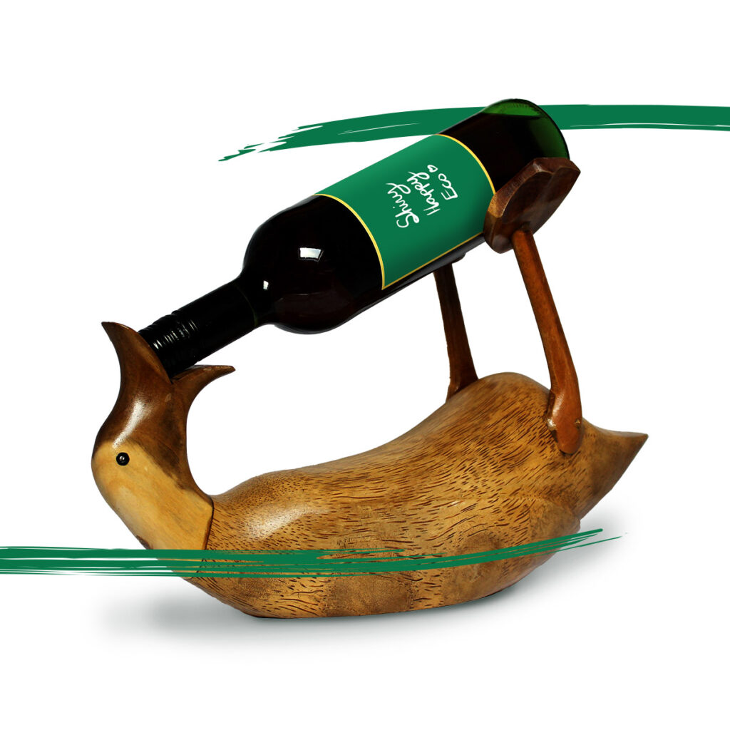 Bamboo Duck Wine Bottle Holder Shiny Happy Eco