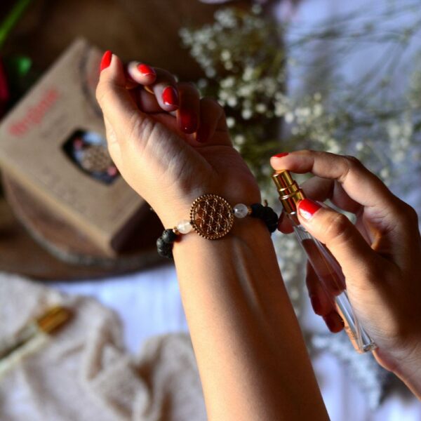 Perfume and Scented Bracelet Set with a mini cushion - Desi Gulab Rose