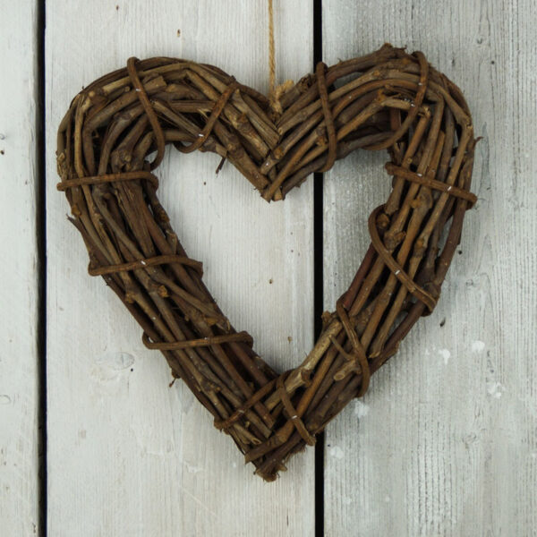 Rattan Heart Shaped Wreath hung on wall