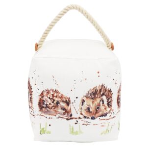Country Life plush Door Stopper decorated with Hedgehogs - Shiny Happy Eco.