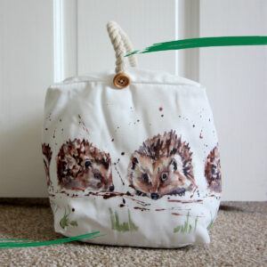 Doorstop with illustrated Hedgehogs from Shiny Happy Eco