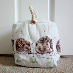 Door stop with illustrated hedgehogs from Shiny Happy Eco online
