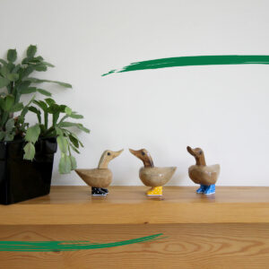 Bamboo ducklings with painted boots - Various colours from Shiny Happy Eco on Mantel Piece