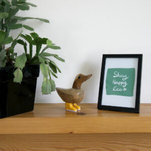 Bamboo duckling with yellow painted boots from Shiny Happy Eco