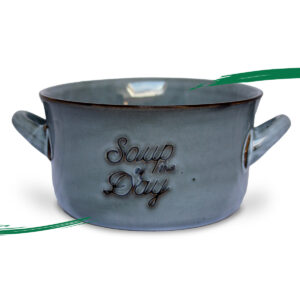 Front view of a Stoneware Soup Bowl - Denim Blue colour from Shiny Happy Eco