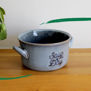Lifestyle photo of a Stoneware Soup Bowl - Slate Grey colour from Shiny Happy Eco