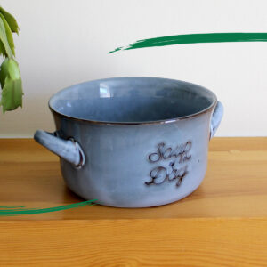 Lifestyle photo of a Stoneware Soup Bowl - Denim Blue colour from Shiny Happy Eco