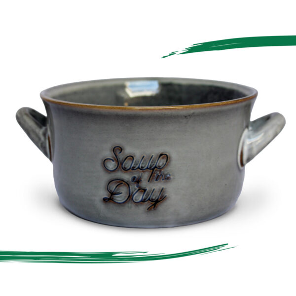 Front view of a Stoneware Soup Bowl - Slate Grey colour from Shiny Happy Eco