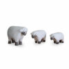 Wooden handcrafted, handpainted sheep trio - Shiny Happy Eco