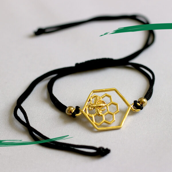 Bee on Honeycomb bracelet - Gold colour - From Shiny Happy Eco