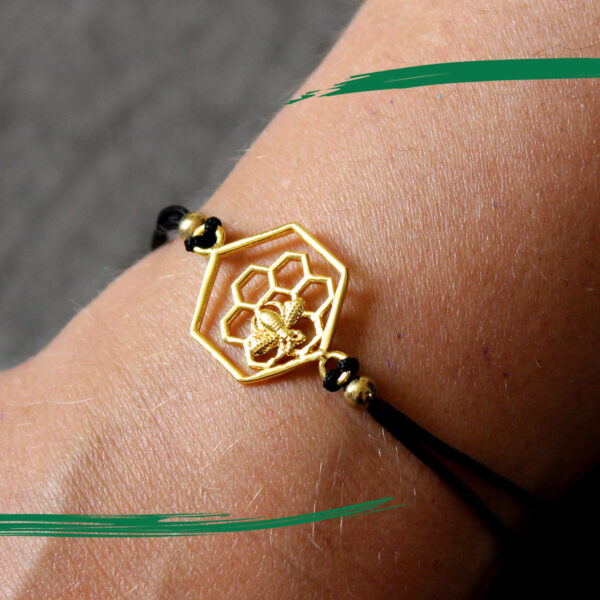 Bee on Honeycomb bracelet - Gold colour - From Shiny Happy Eco