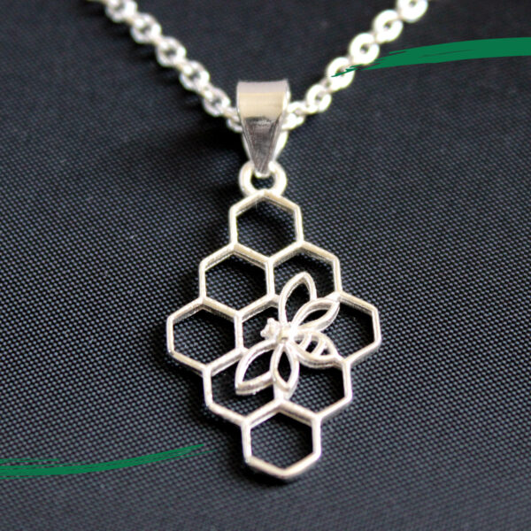 Close up of Bee Necklace - Stainless Steel - Handcrafted