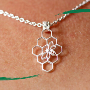 Close up detail of Bee Necklace - Stainless Steel - Handcrafted from Shiny Happy Eco