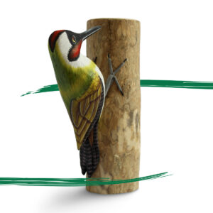 Wooden Green Woodpecker from Shiny Happy Eco - Hand crafted and hand painted.