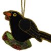 Embroidered blackbird - Hanging decoration from Shiny Happy Eco - Close view