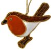 Embroidered robin hanging decoration from Shiny Happy Eco - Close view