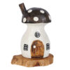 Hand made painted mushroom house ornament with black roof from Shiny Happy Eco