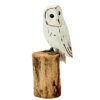 Wooden Snowy Owl hand carved and painted ornament from Shiny Happy Eco