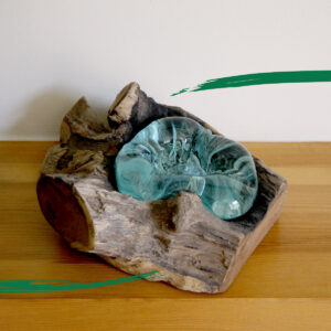 Molten Glass on Wood Candle Holder from Shiny Happy Eco