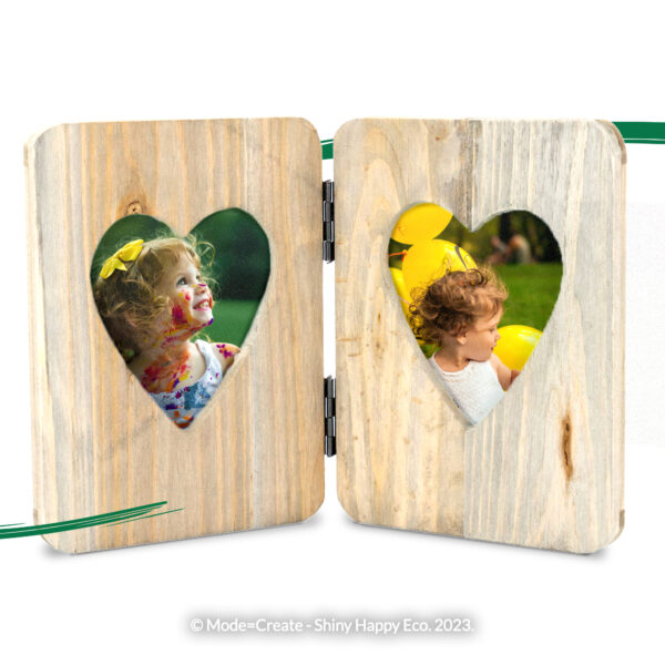Wooden Double Heart Shaped Photo Frame from Shiny Happy Eco