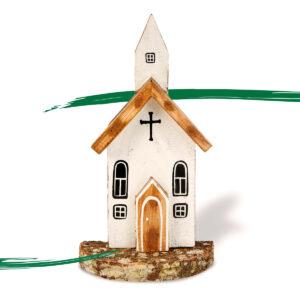 Wooden church on a plinth ornament from Shiny Happy Eco
