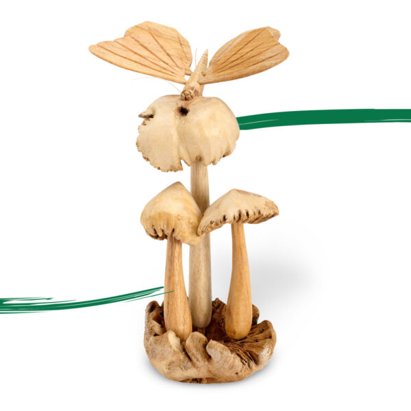 Butterfly on mushrooms - wooden ornament from Shiny Happy Eco