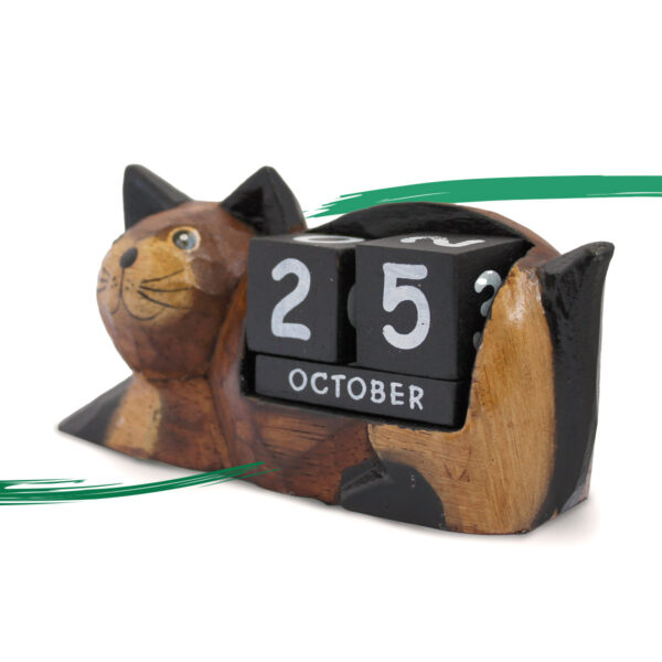 Angled view of Cat block calendar available from Shiny Happy Eco