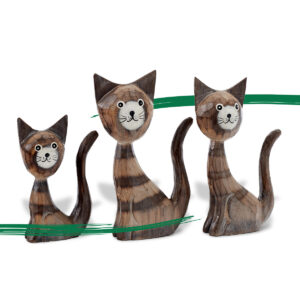 Wooden Cat Ornaments (Set of 3) Novelty ornament from Shiny Happy Eco