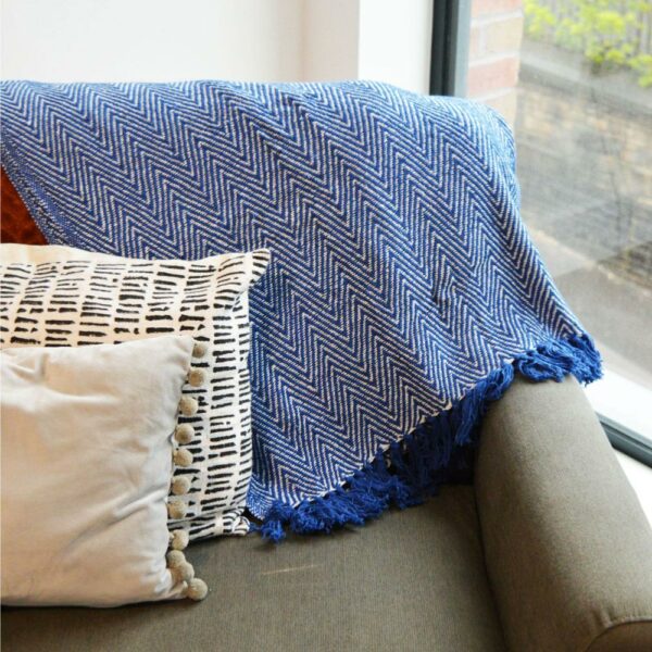 Throw - Blanket Soft Recycled Material - Blue - Image 3