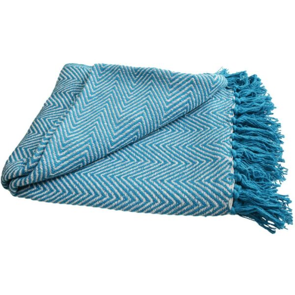 Throw - Blanket Soft Recycled Material - Turquoise Blue - Image 5