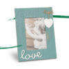 Wooden photo frame 4 x 6 inch - Blue wash with a white heart and the word 'Love' available to buy from Shiny Happy Eco.