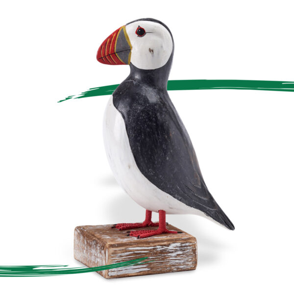 Wooden Puffin Ornament - 25cm - Hand made & painted - Image 2