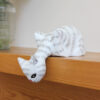 Cat looking off mantlepiece ornament - Hand painted white and grey cat ornaments available to buy from Shiny Happy Eco.