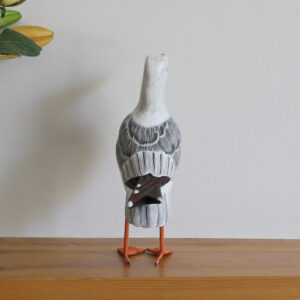 Rear view of a Wooden Painted Seagull ornament - hand made and hand painted. Available from Shiny Happy Eco.