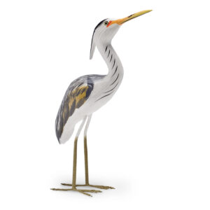 Hand made and hand painted wooden Heron ornament available from Shiny Happy Eco