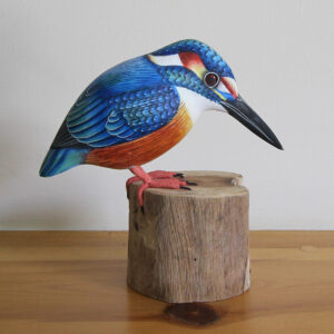Side view of Wooden Kingfisher ornament from Shiny Happy Eco