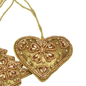Heart shaped golden handmade Christmas Tree decoration