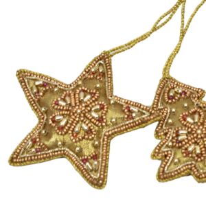 Golden handmade star decoration for a Christmas decoration.
